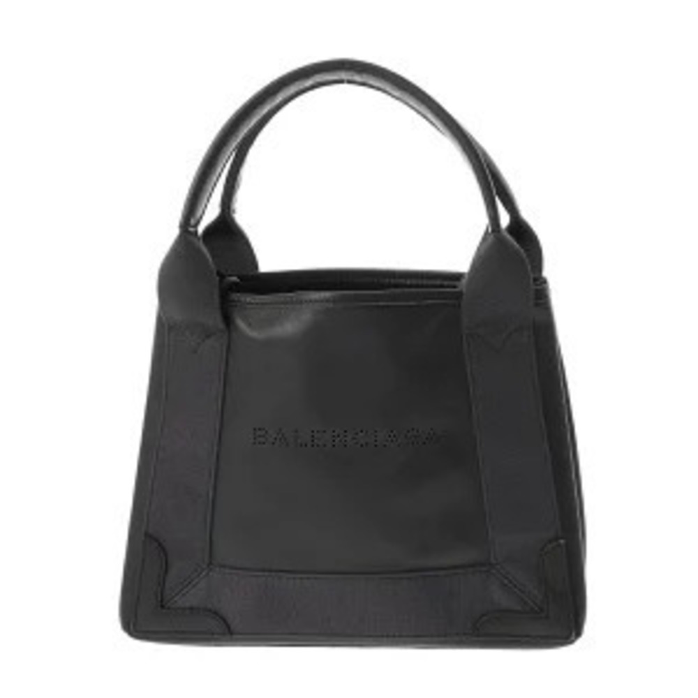 Balenciaga Navy Blue Cabas Gray Canvas Leather Handbag